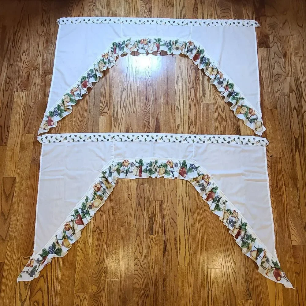 VTG Fruit Kitchen Ruffle Valance Set Cottagecore Grandmacore Farmhouse Country